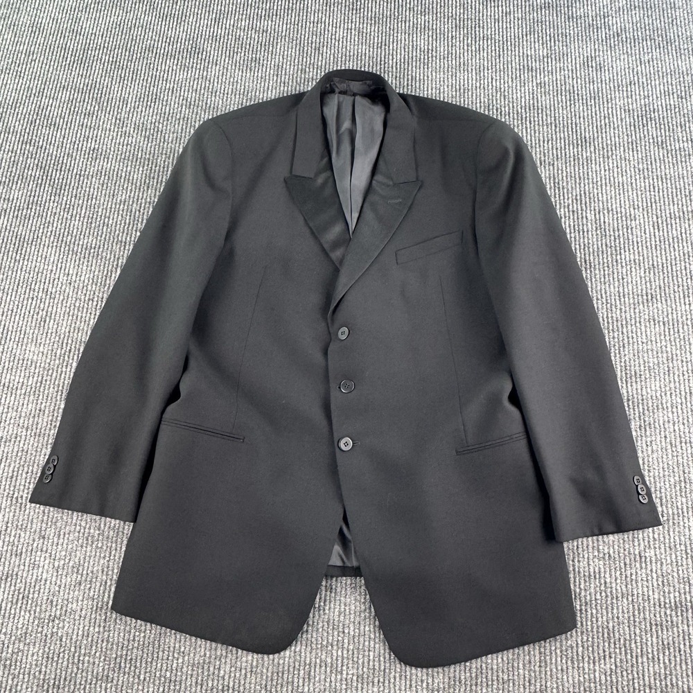 Armani Collezioni Tuxedo Blazer 46R Black Virgin Wool Made In Italy Formal